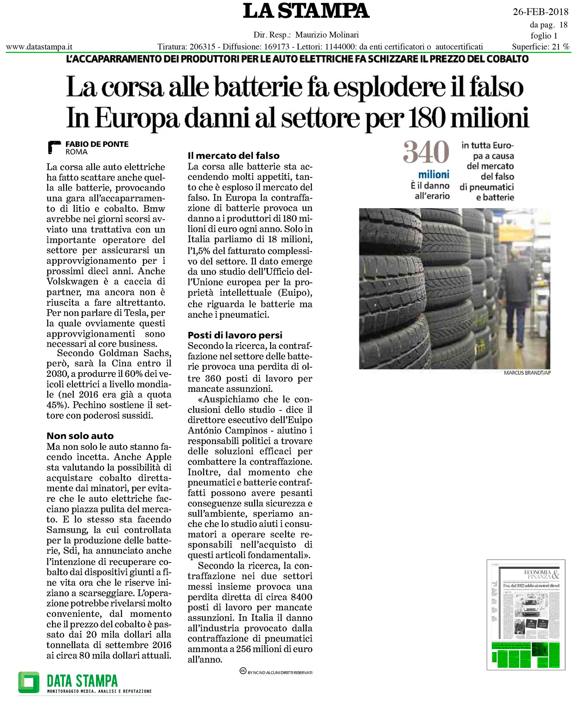 La corsa alle batterie fa esplodere il falso